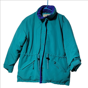 Vintage CABELA'S Goose Down-filled Parka, Size LARGE Teal/purple Accents